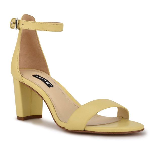 Nine West Pruce Ankle Strap Block Heel Yellow Heeled Sandals | Ireland 32D13-9Q35